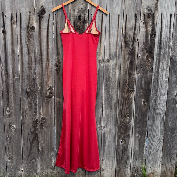 Popilush Built-In Shapewear Sexy Lace Slip Split Maxi Dress Size Small - Picture 11 of 12